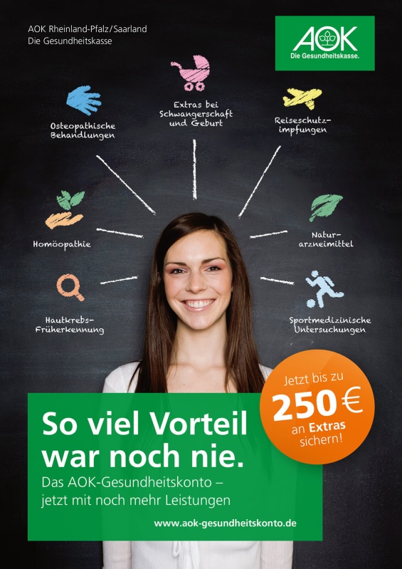 Heimrich & Hannot Werbeagentur Kampagne AOK Rheinland-Pfalz/Saarland So viel Vorteil war noch nie