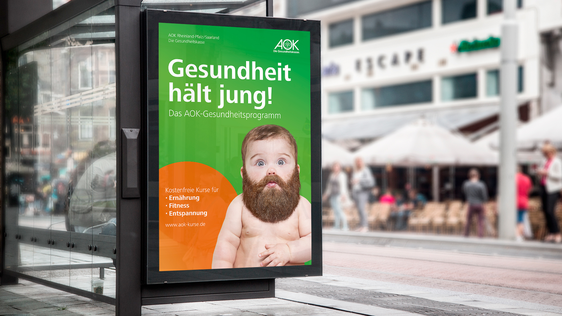 Heimrich & Hannot Werbeagentur Kampagne AOK Gesund hält Jung, Baby mit Bart
